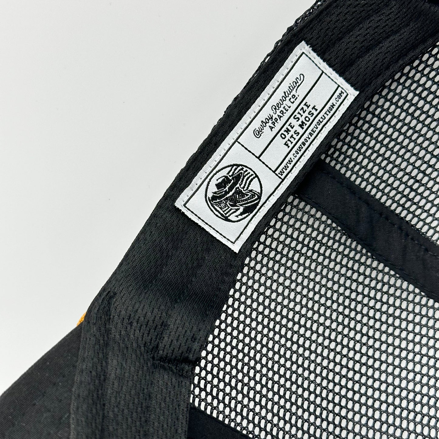 “Cowboy Hat” Patch Rope Trucker Hat - Black