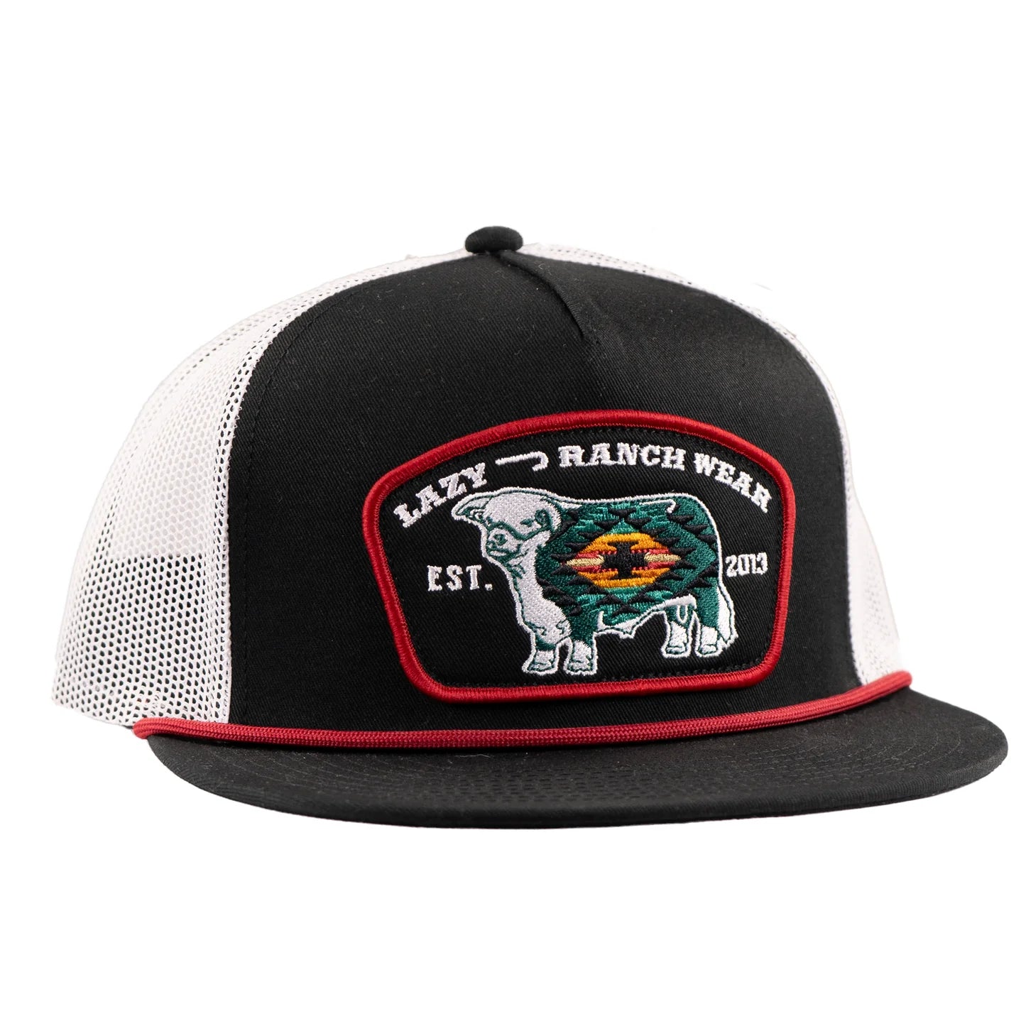 Lazy J Black White Native Trucker Hat