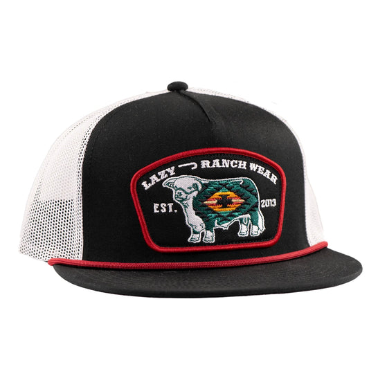 Lazy J Black White Native Trucker Hat