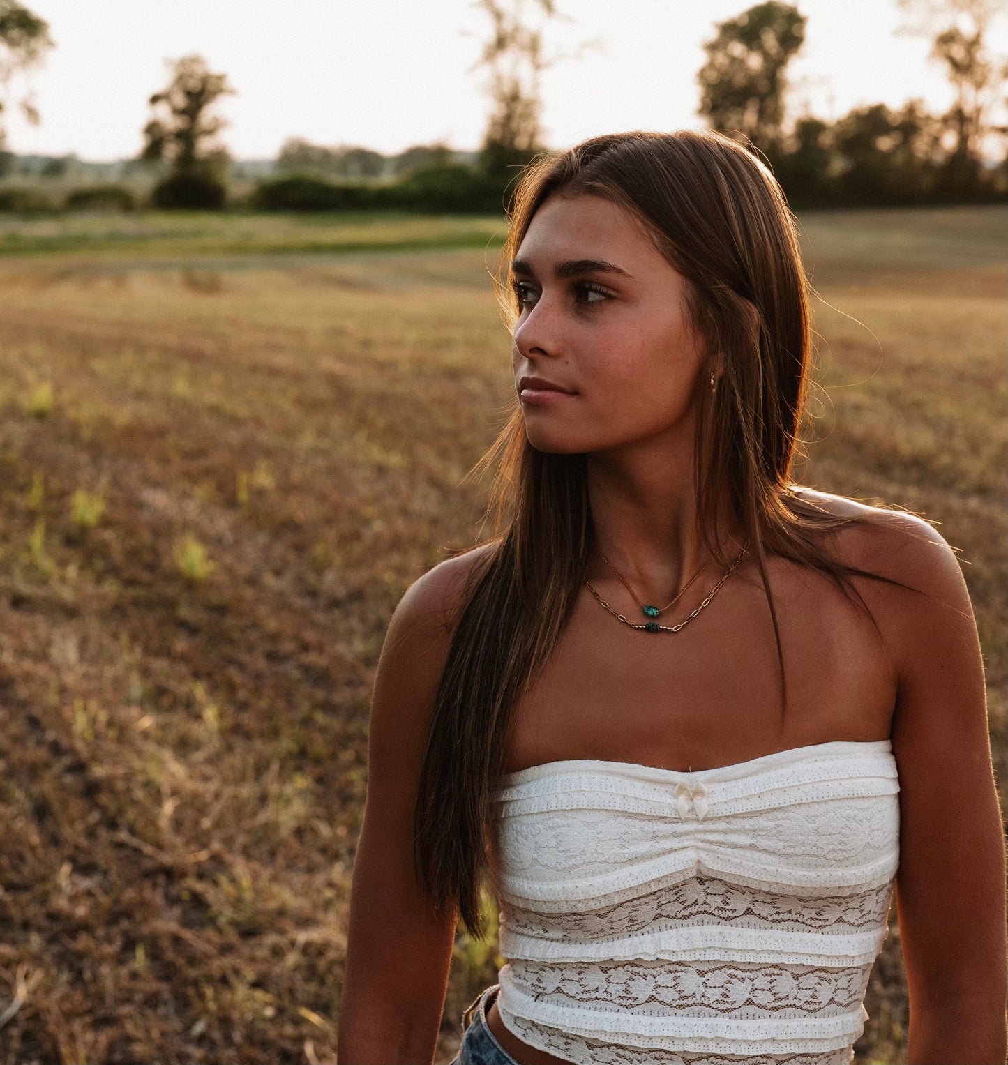 Gold bar chain necklace