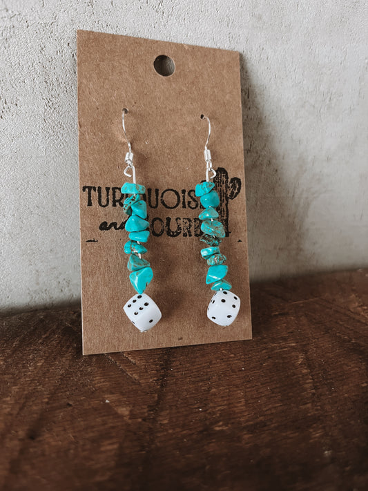 Turquoise Chip Drop Earrings