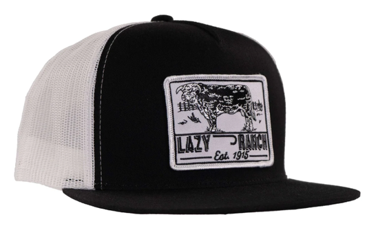 Lazy J Black & White Bull Trap Trucker Hat