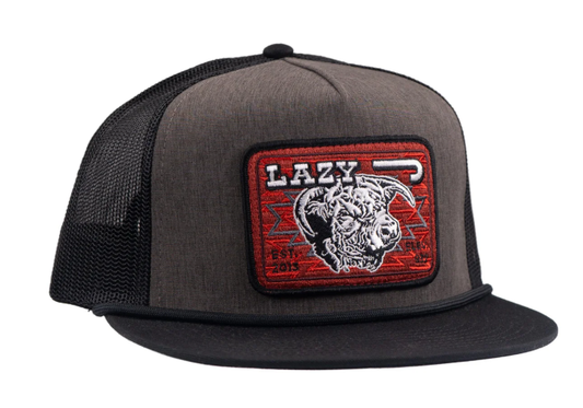 Lazy J Charcoal Grey & Black Red Cowpoke Trucker Hat