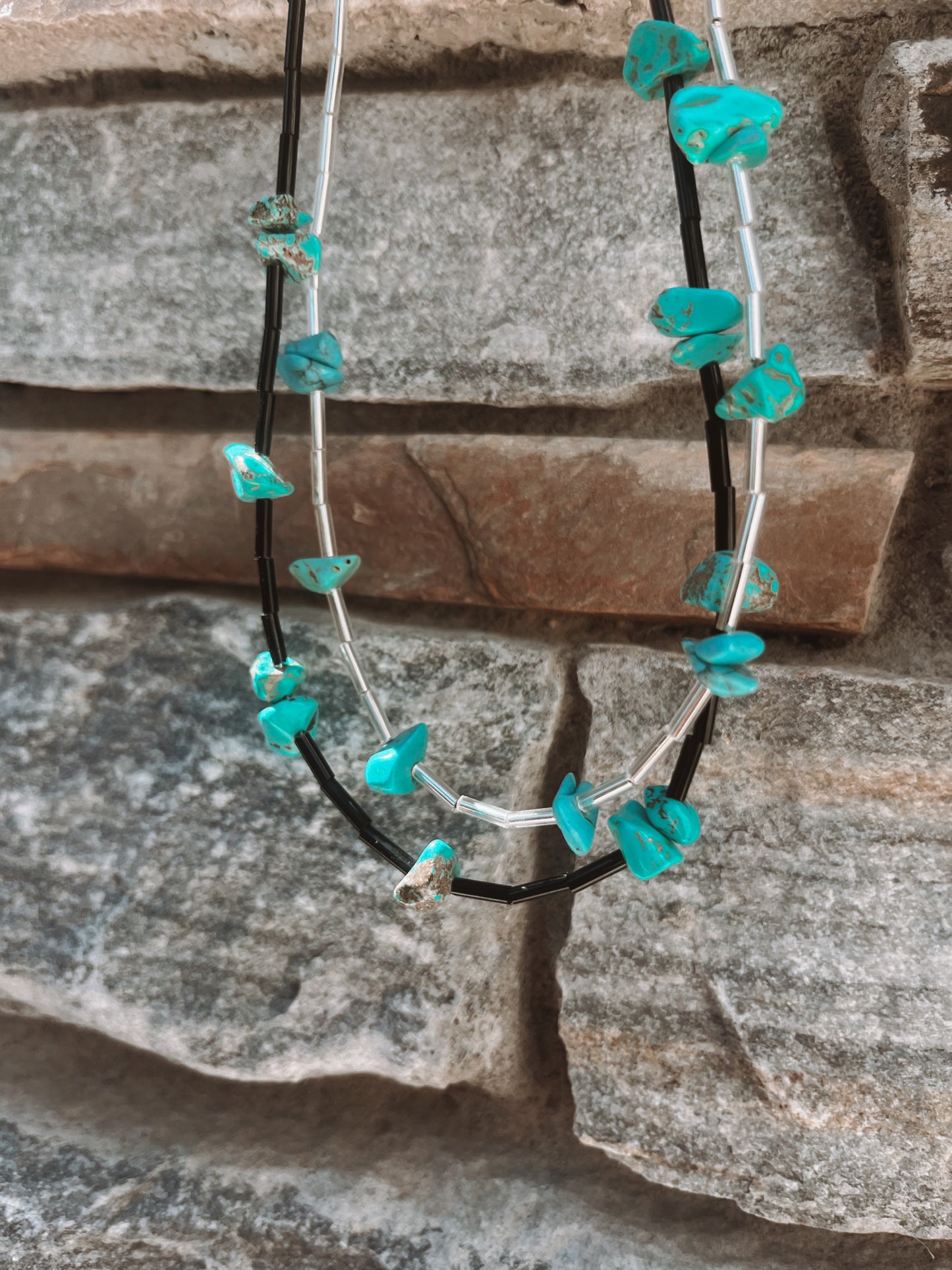 Turquoise Silver Beaded Choker