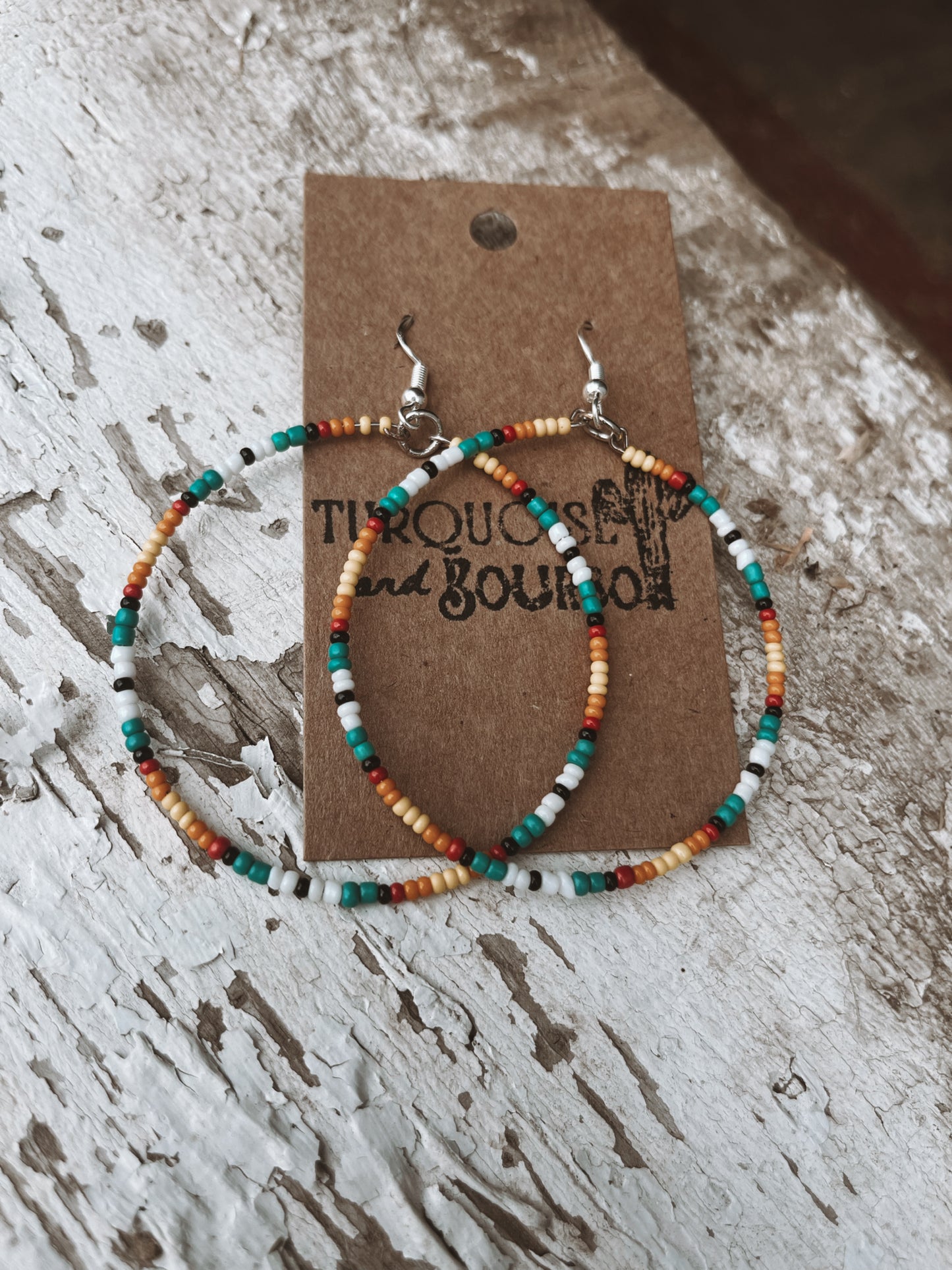 Western Beaded Hoop Earrings