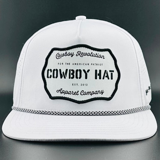 “Cowboy Hat” Performance Patch Rope Hat - White