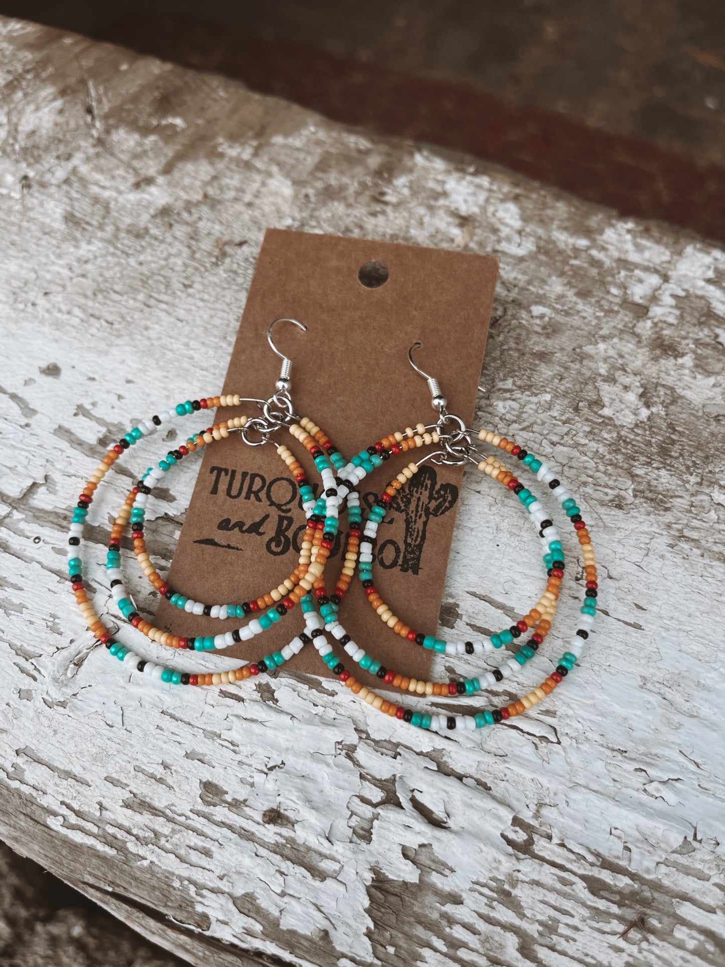 Whiskey Bent Beaded Hoops