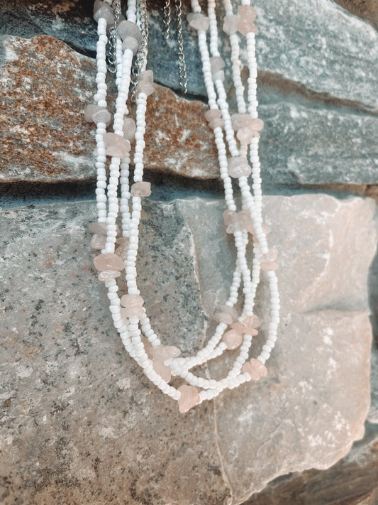 Light pink rock choker necklace