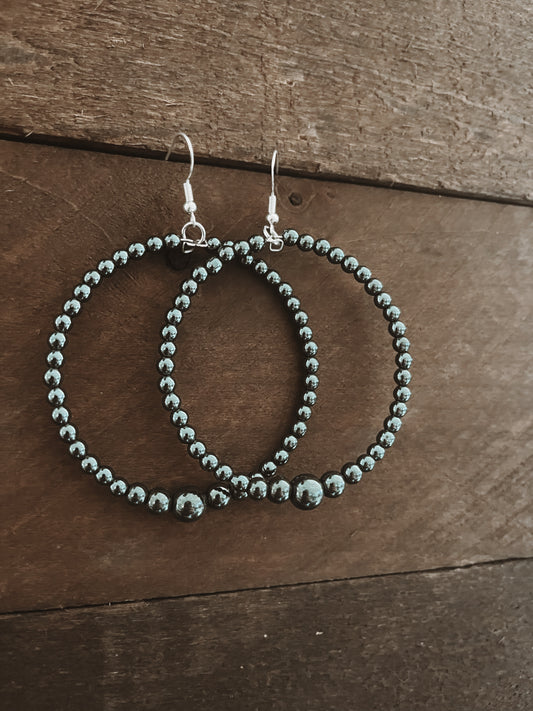 Hailey Silver Beaded Hoops