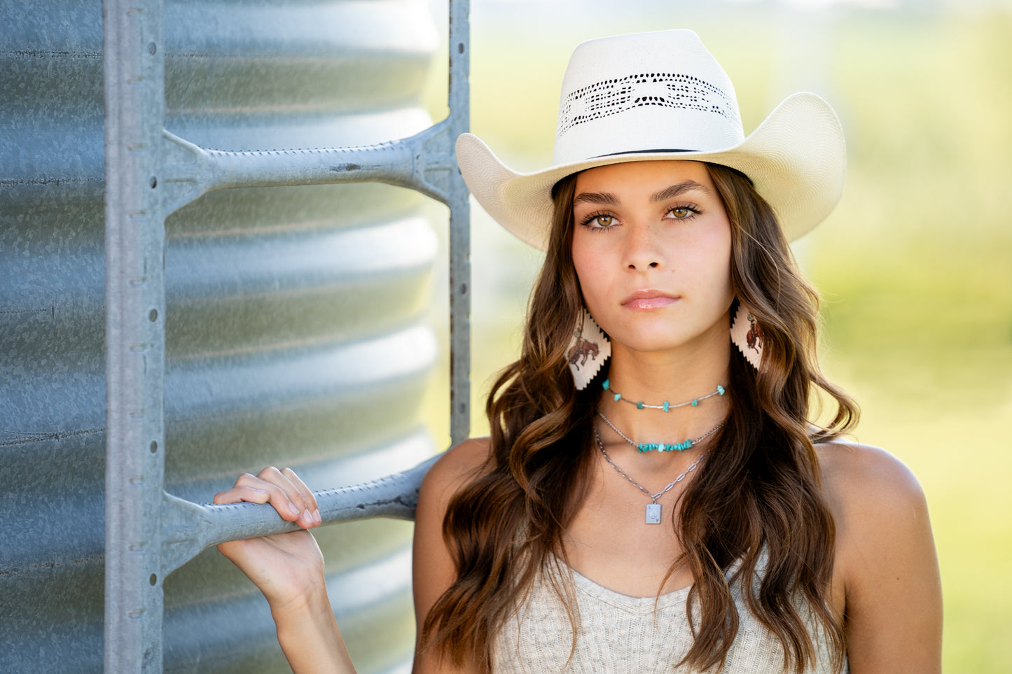 Turquoise Chip and Playing Cards Hat Feather