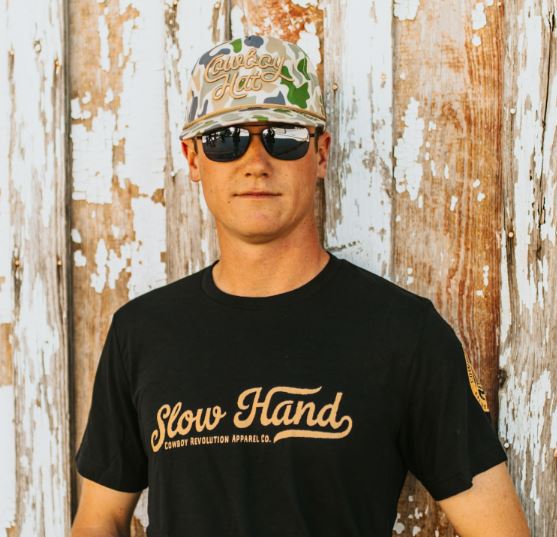 Duck Camo Script “Cowboy Hat” - 5-panel Trucker Hat