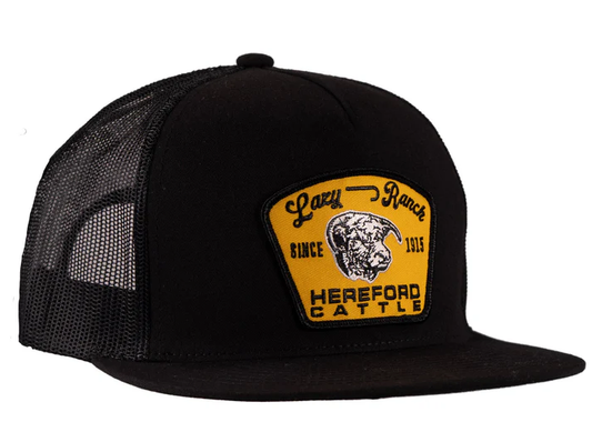 Lazy J Black Trucker Hat Yellow Logo