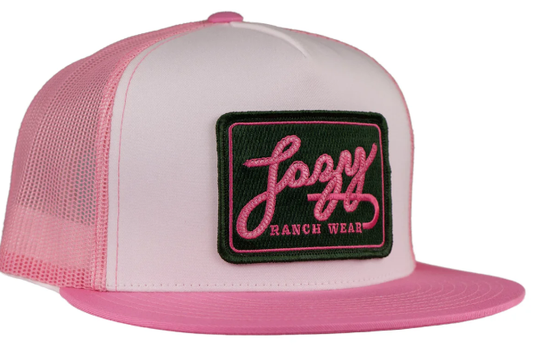 Lazy J Pink & White Trucker Hat