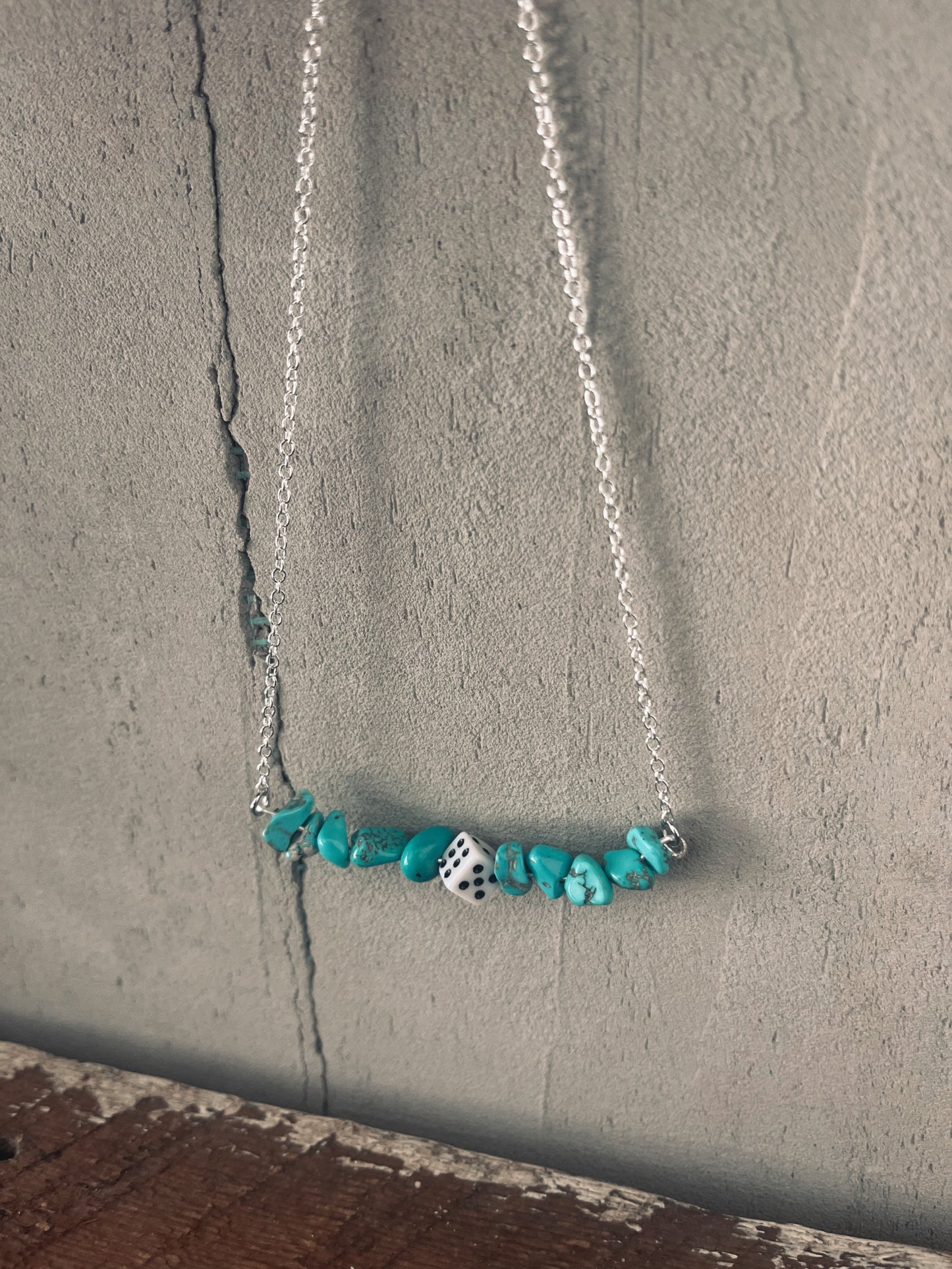 Dice Turquoise Bar Necklace