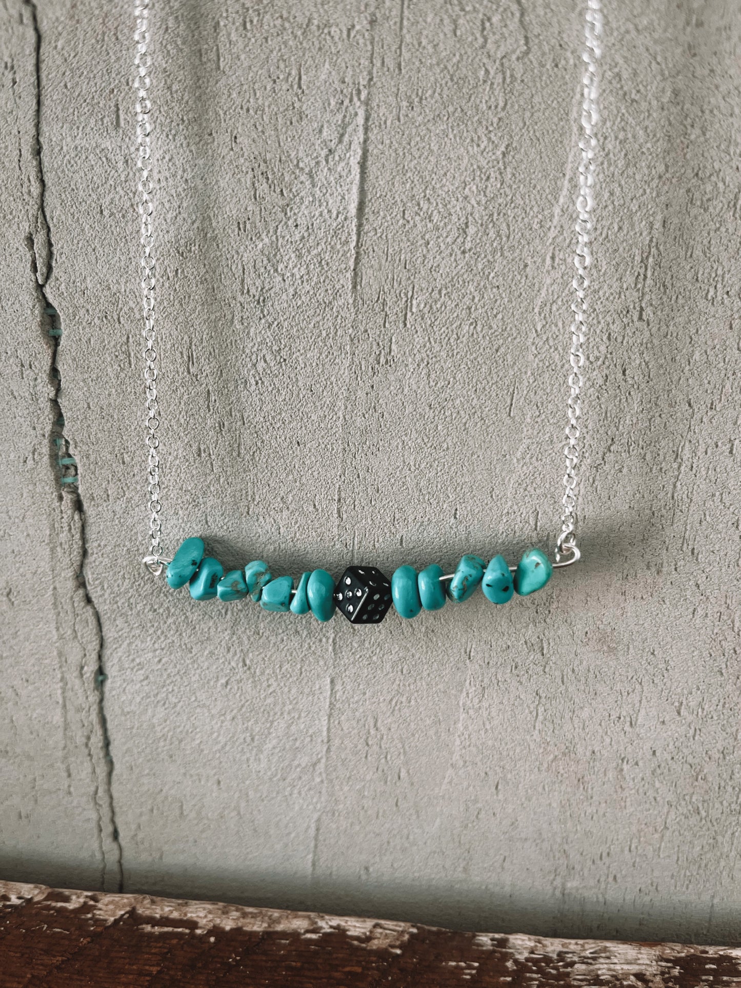 Dice Turquoise Bar Necklace